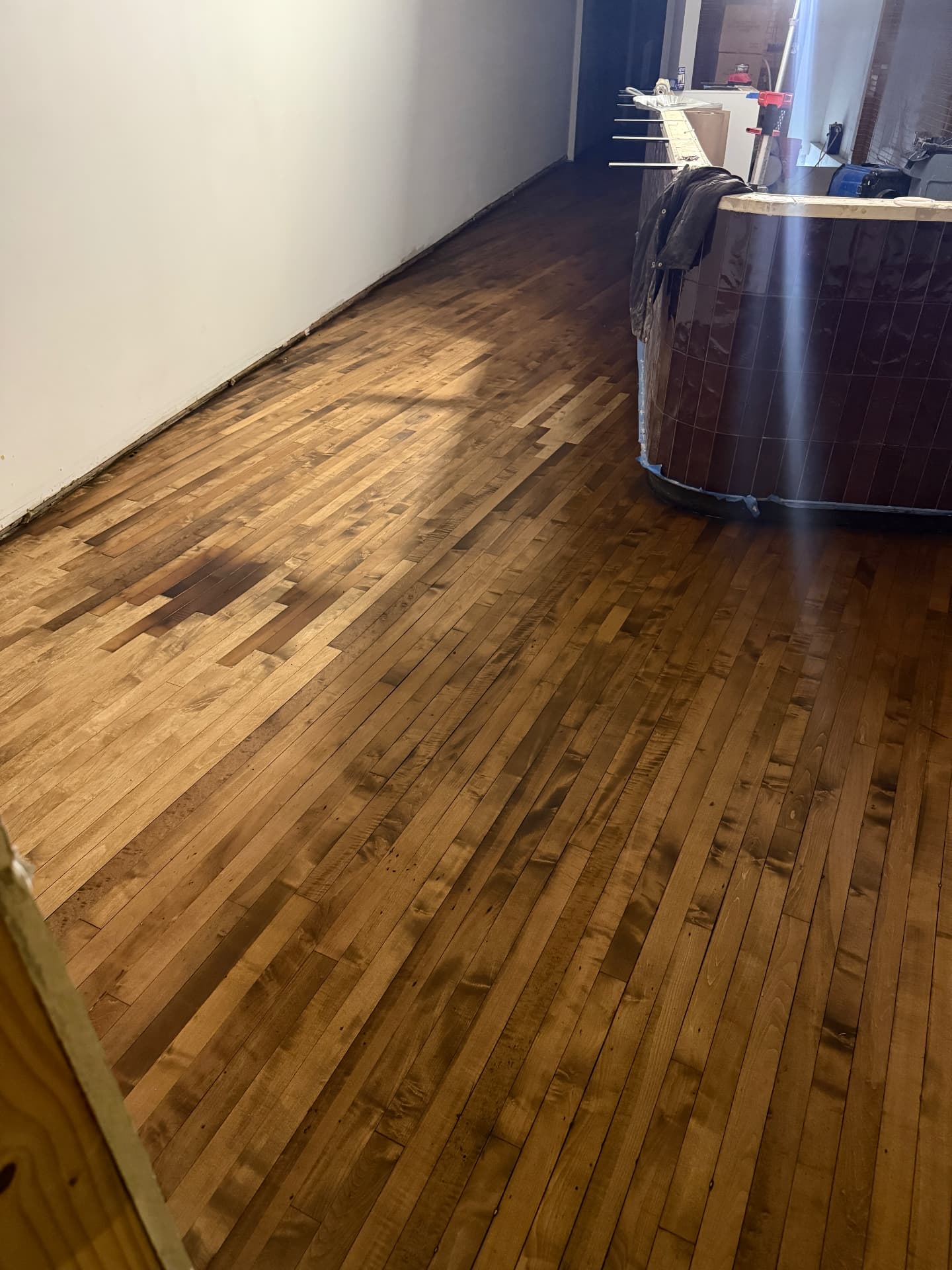 1932 Commercial Space, Vinyl Tile and Adhesive Off after restoration