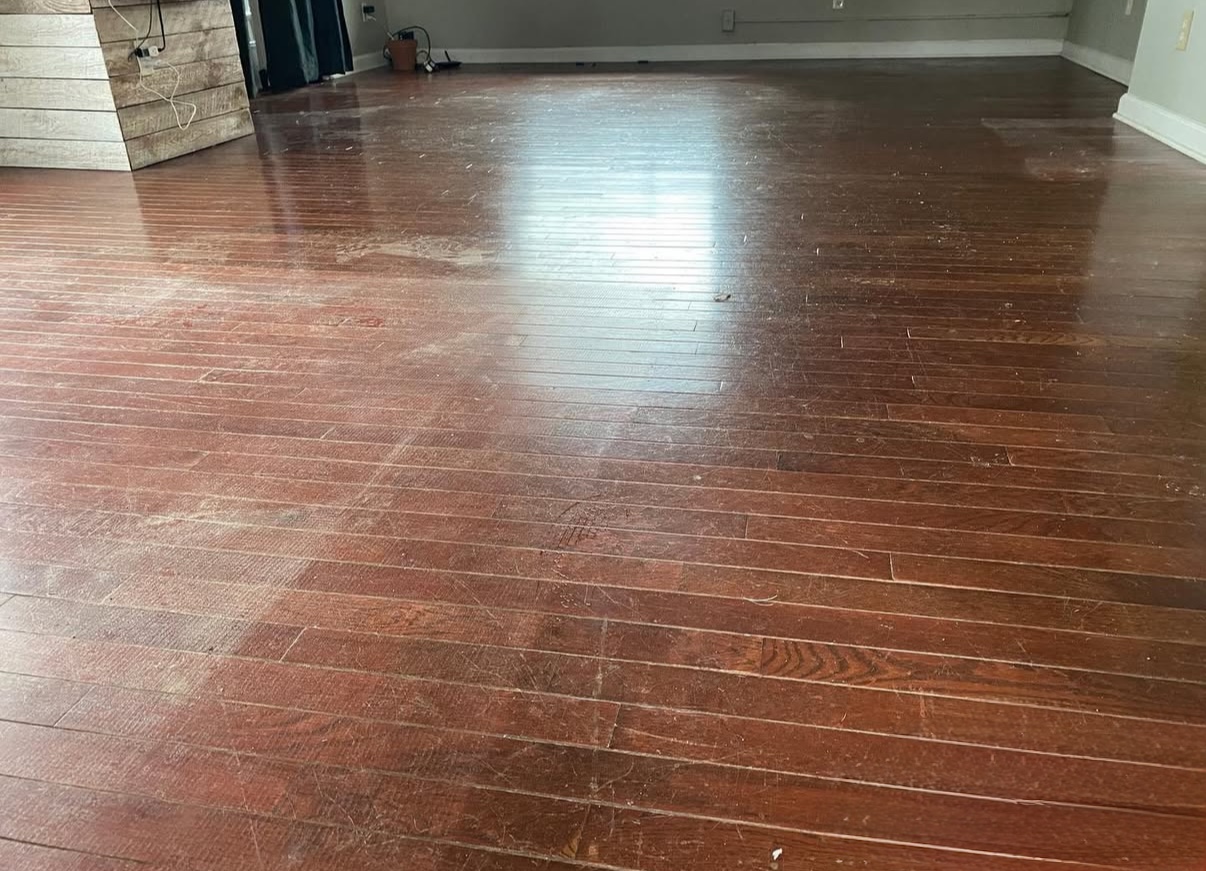 Prefinished Red Oak, Bevels Sanded Out before restoration
