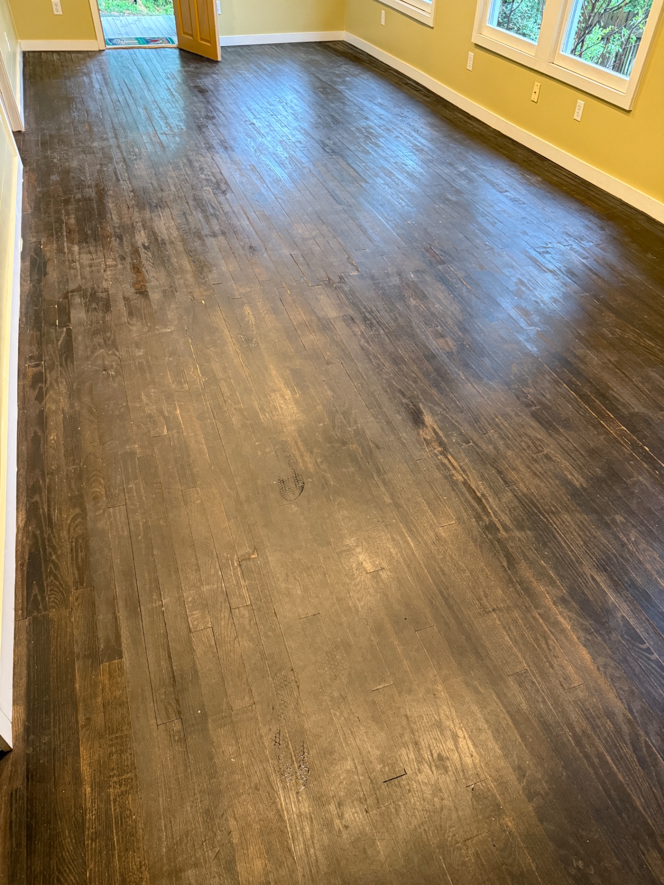 West Asheville 1924 Red Oak Refinish in West Asheville, NC before restoration