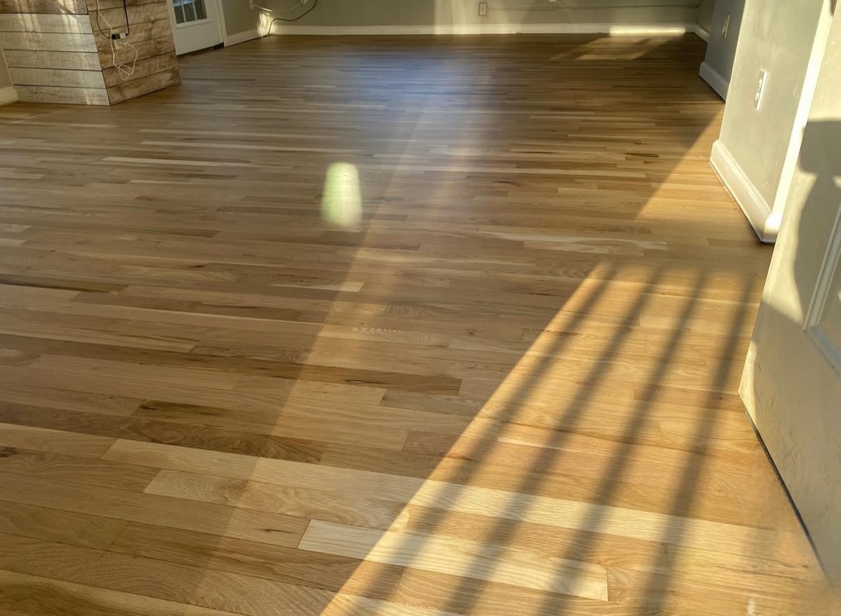 Prefinished Red Oak, Bevels Sanded Out after restoration